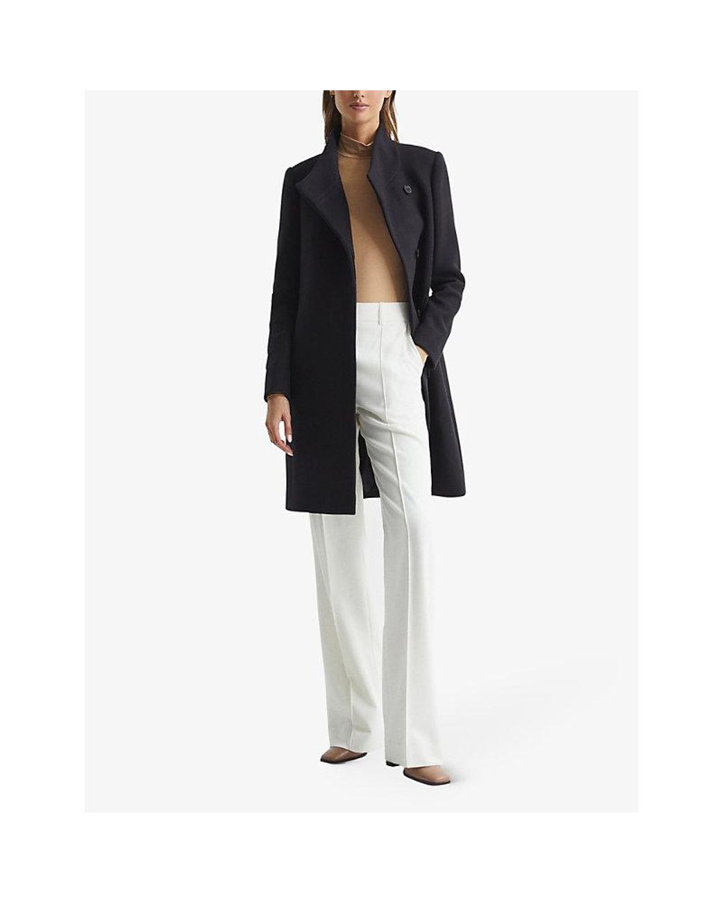 mia wool blend mid length coat