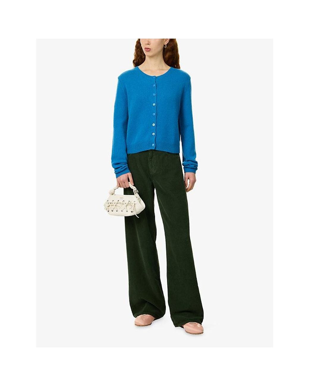 Reformation Green Cary Low-Rise Slouchy Wide-Leg Denim Jeans