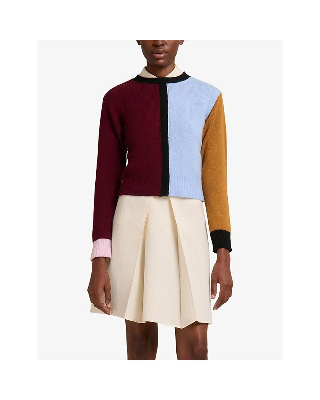 Marni Red Colour-Block Cashmere Knit Jumper