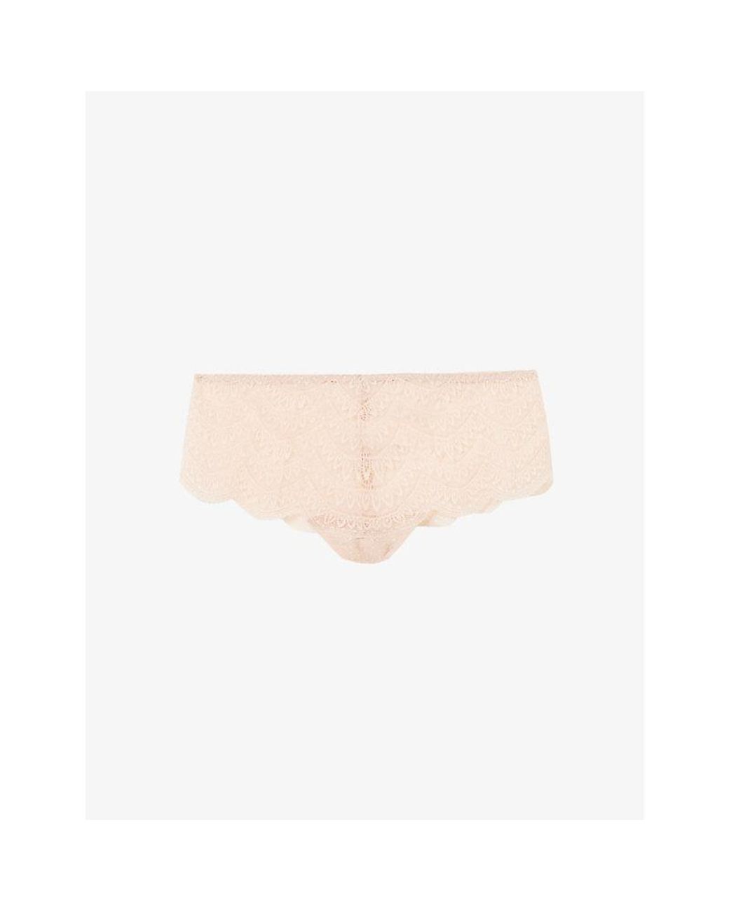 Simone Perele Natural Karma Scallop-Trim Mid-Rise Stretch-Lace Briefs