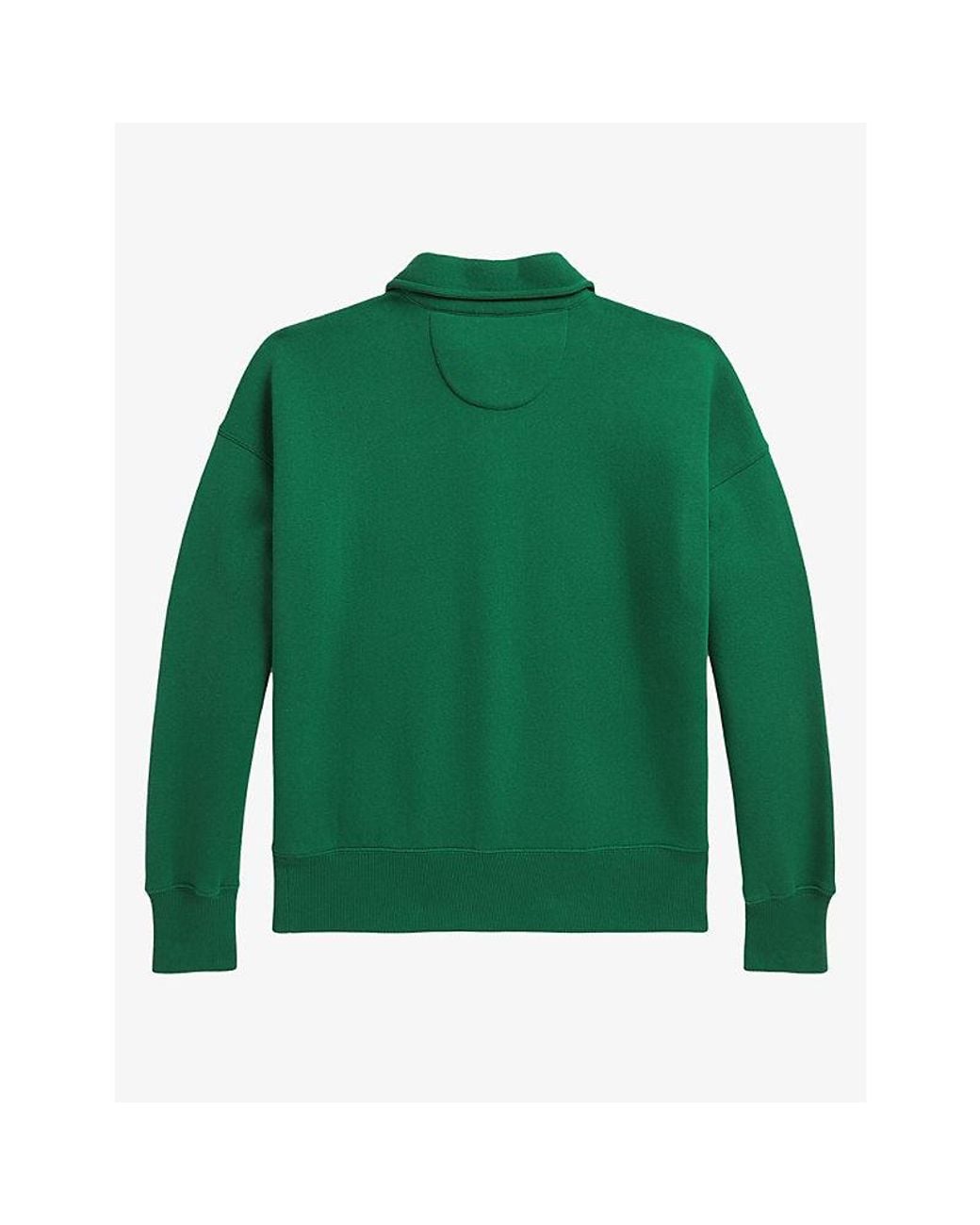 Polo Ralph Lauren Green Logo-Embroidered Half-Zip Cotton-Blend Sweatshirt