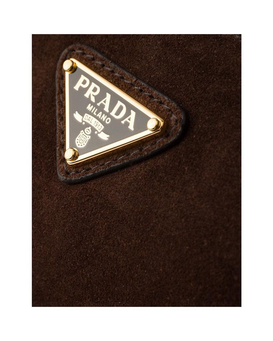 Prada Brown Logo-Embellished Mini Suede Shoulder Bag