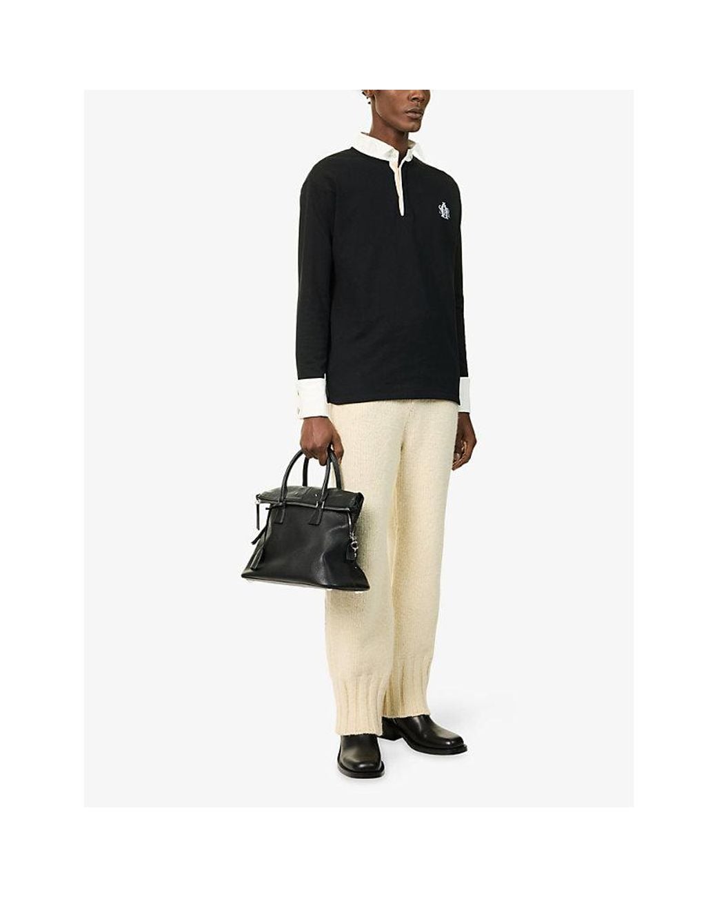 Oscar Ouyang Natural Cable Knit Straight-Leg Wool Trousers for men