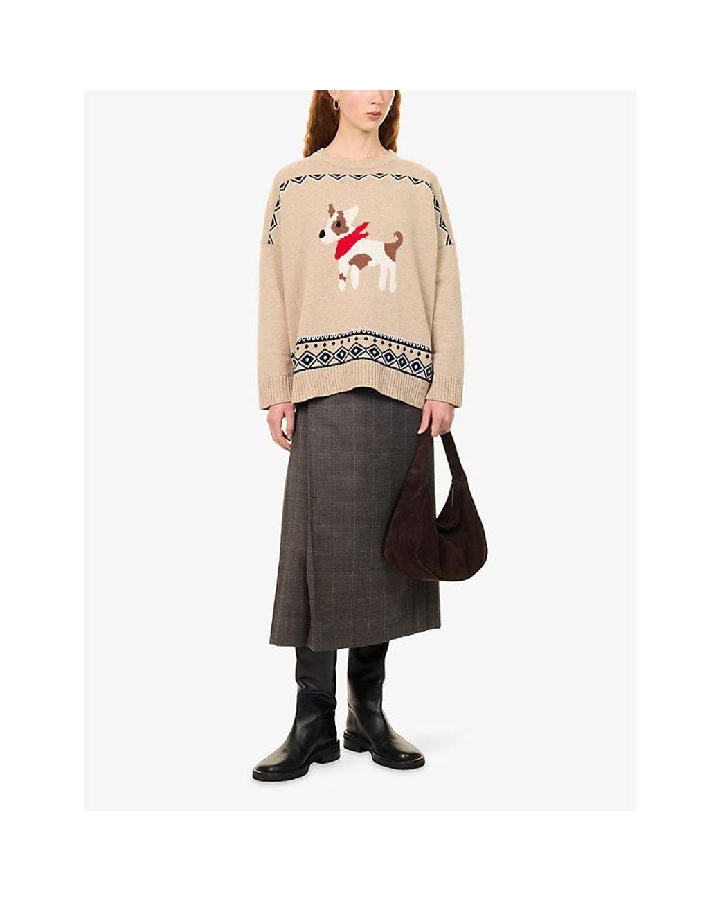 Weekend by Maxmara White Intarsia Motif Wool Jumper