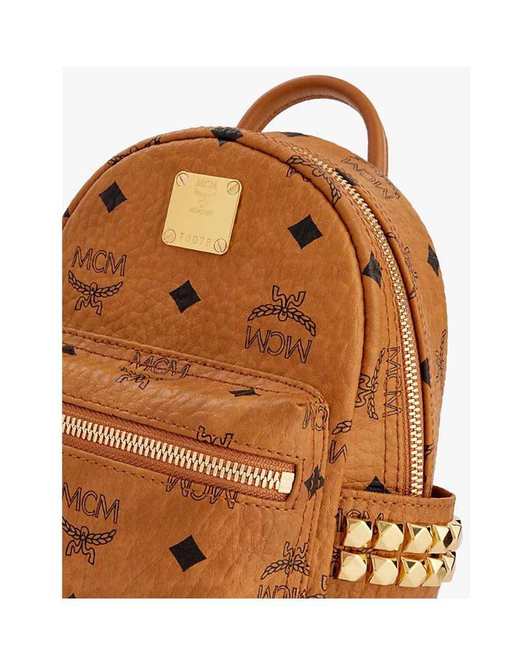 MCM Visetos Monogram Cognac Coated Canvas and Leather Backpack 
