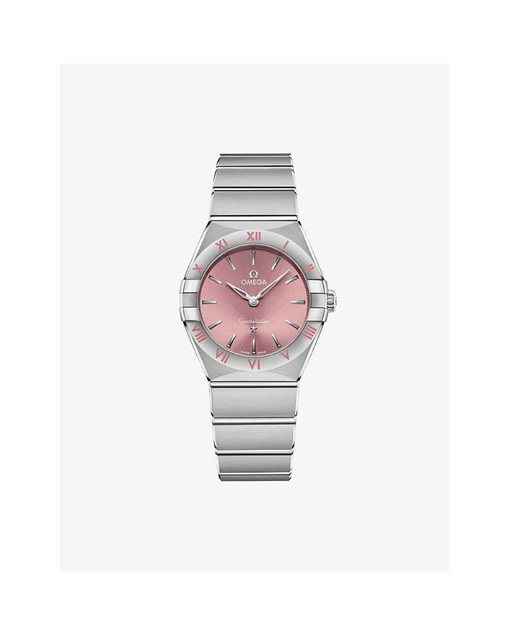 Omega Pink Constellation Stainless-Steel Quartz Watch 28Mm for men