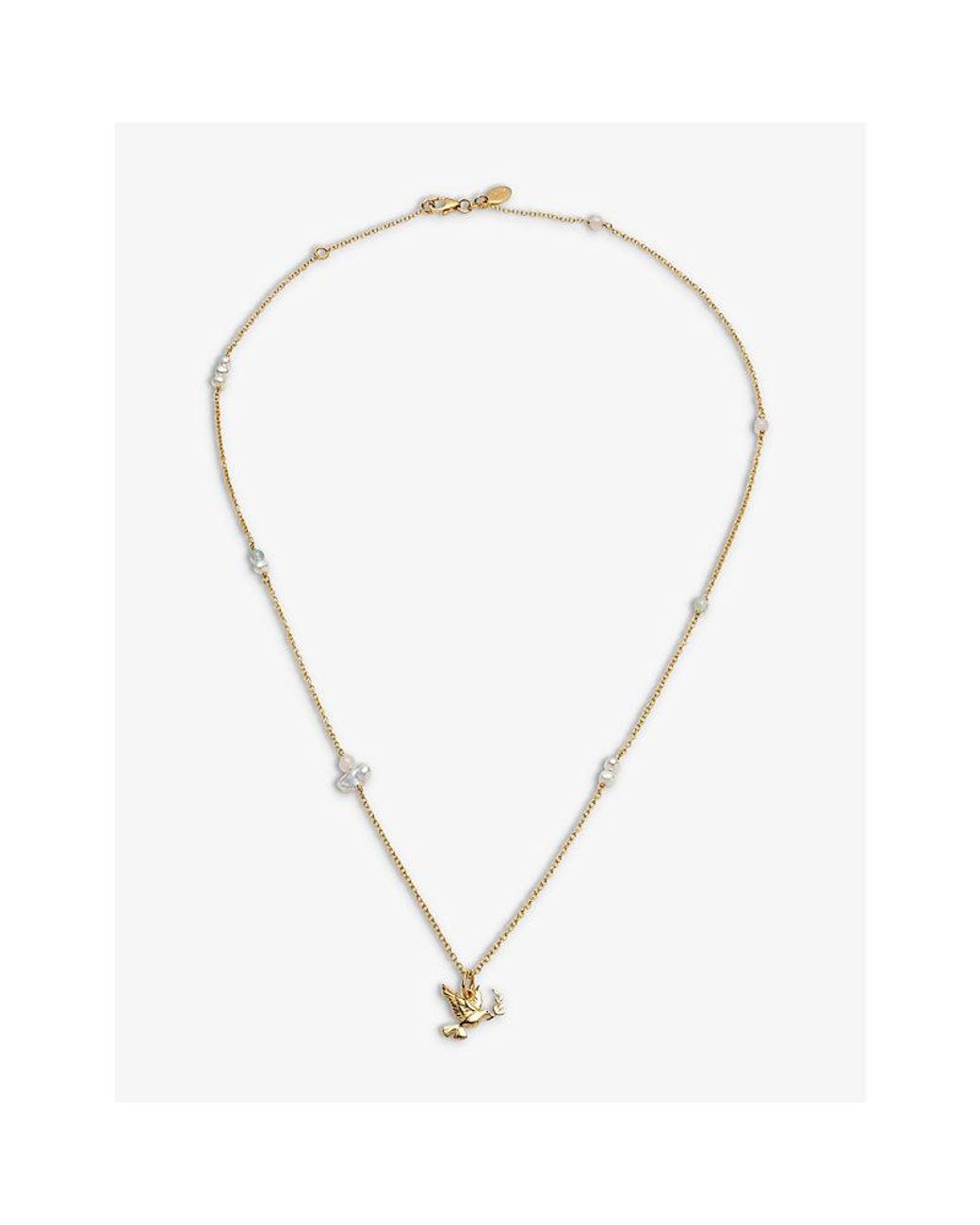 La Maison Du Couturier Metallic With Love Darling Peace Gaia 14Ct-Plated Sterling- Gemstone And Pearl Necklace