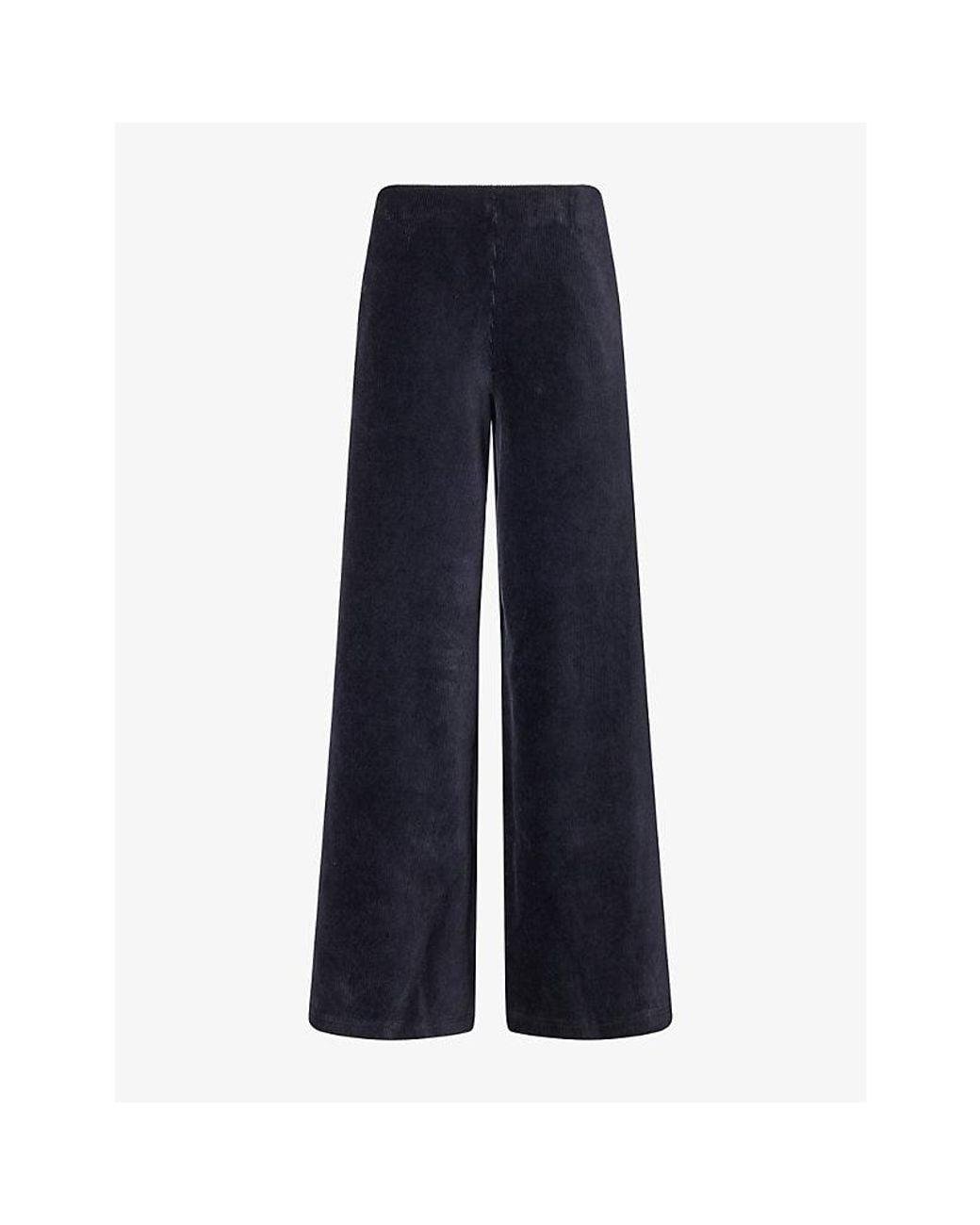 ME+EM Blue Wide-Leg Velour Cotton-Blend Trousers