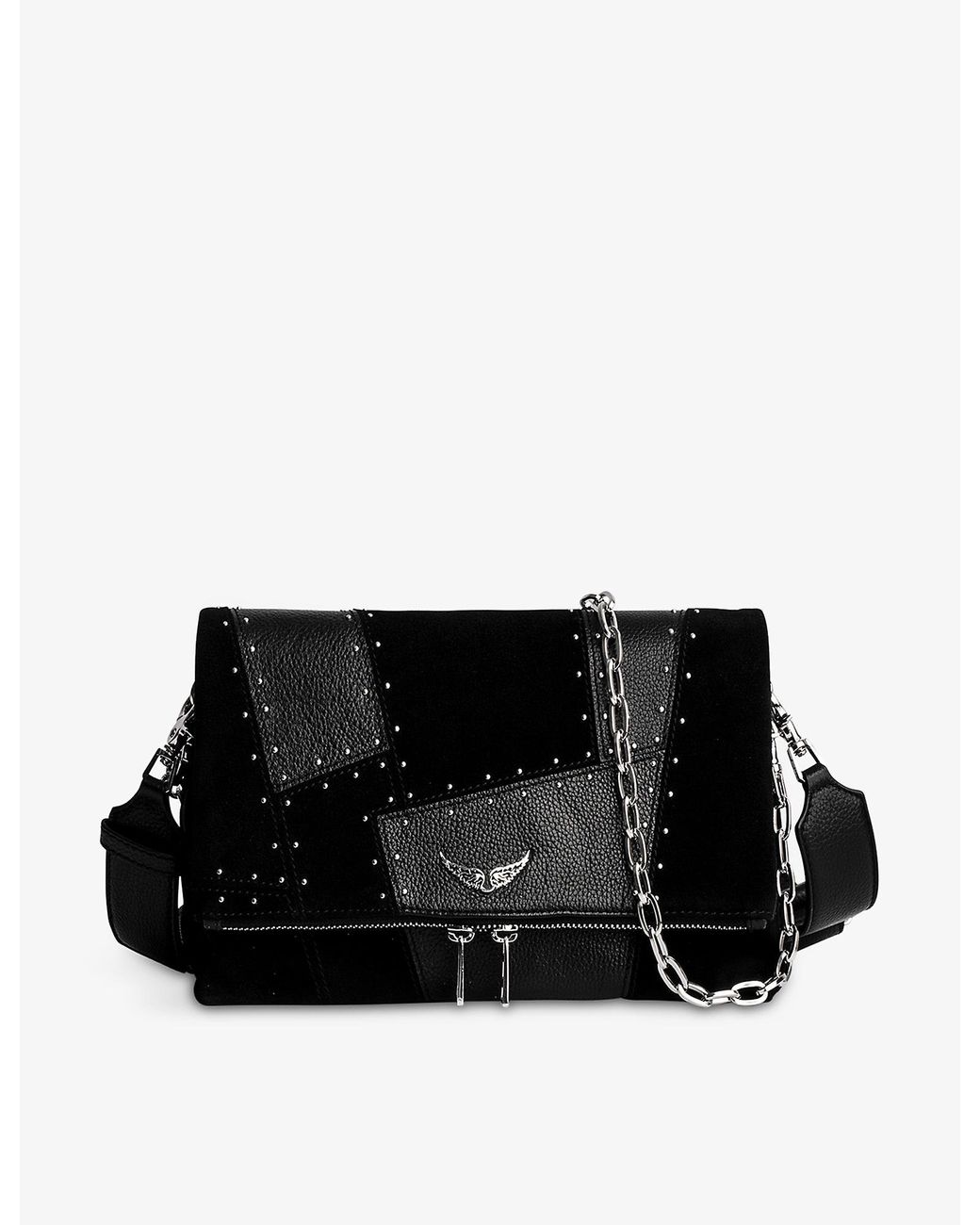 Zadig Voltaire Rocky Patchwork Stud detail Leather Bag in Black Lyst