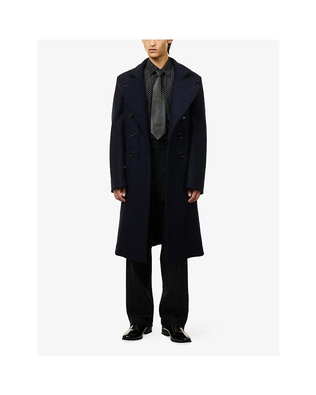 Tom Ford Black Tailored Straight-Leg Wool Trousers for men