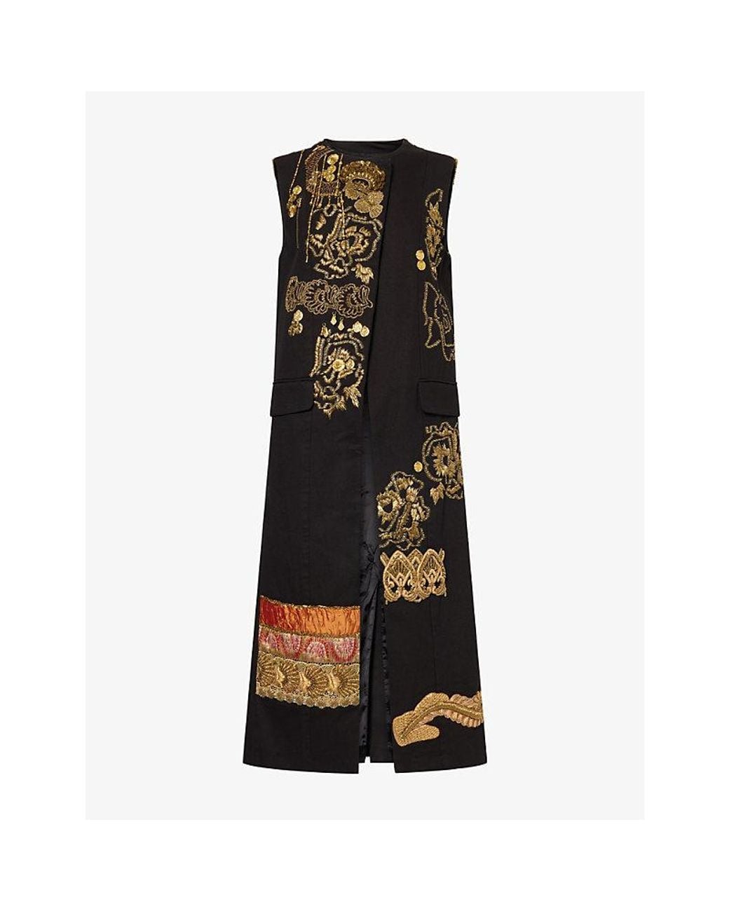 Dries Van Noten Black Genzel Embellished Cotton Gilet