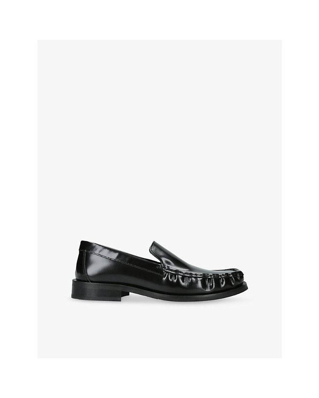 VINNY'S Black Michel Leather Loafers for men