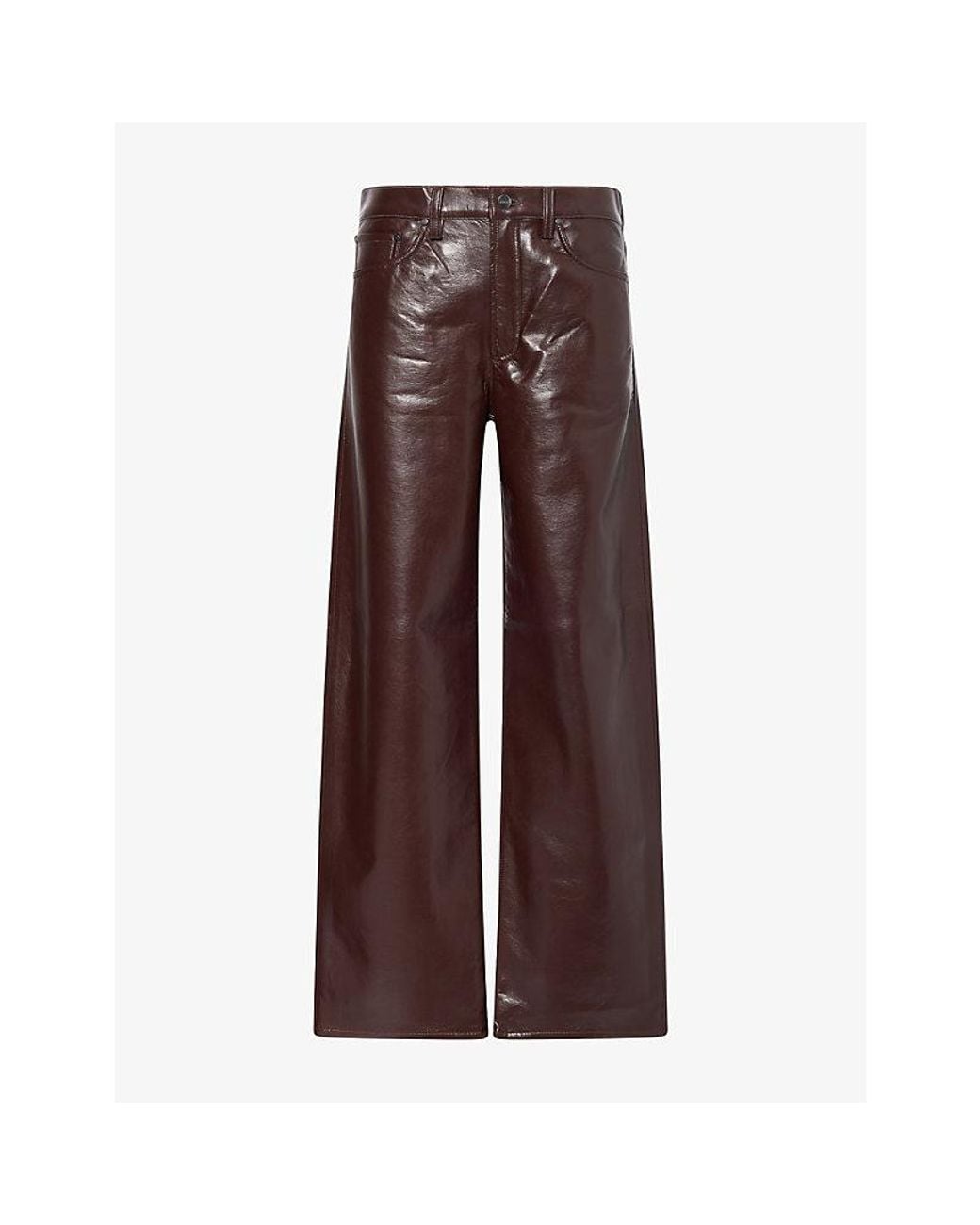 Agolde Brown Arc Leather-Blend Trousers