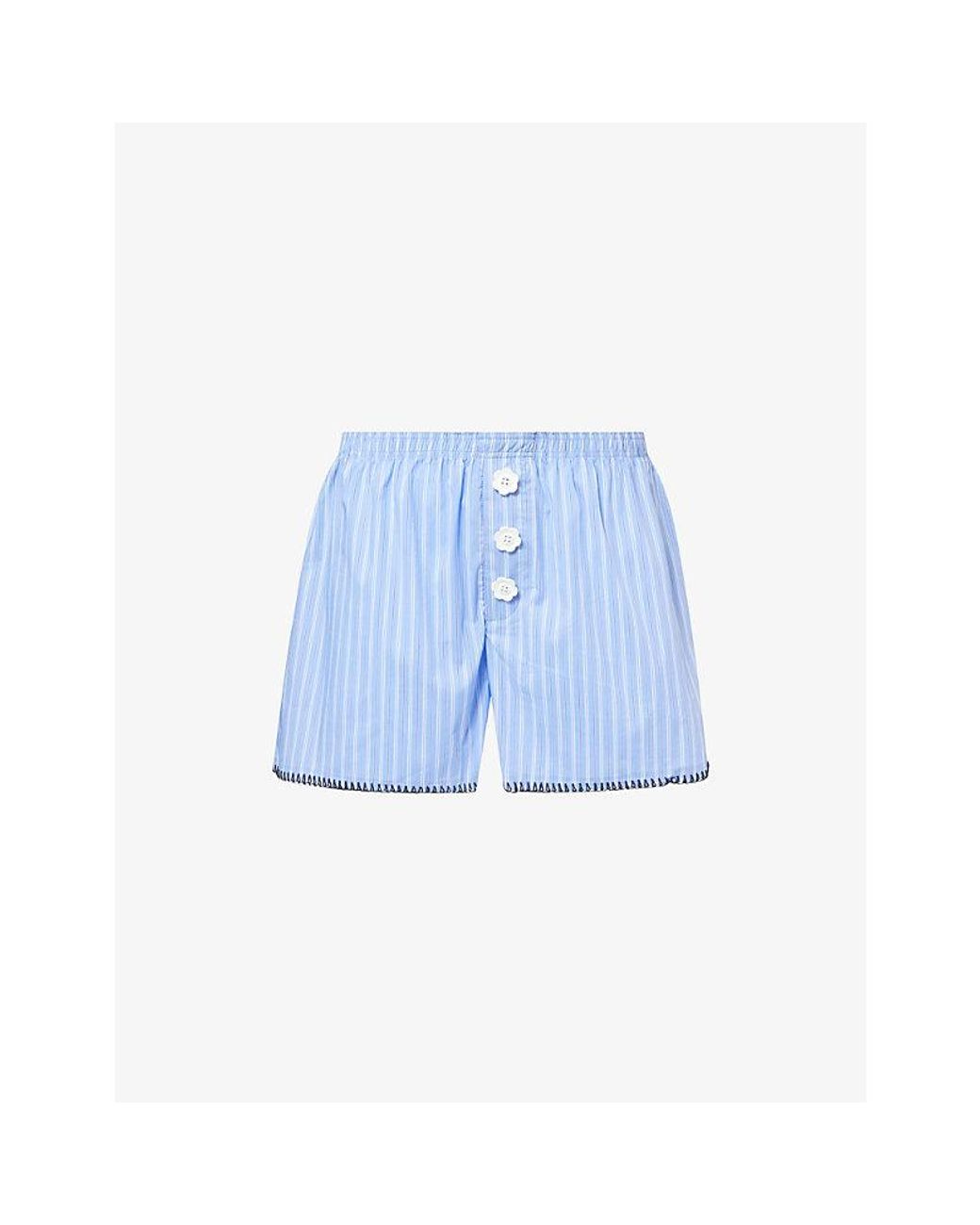 Sister Jane Blue Isak Striped Cotton-Blend Shorts