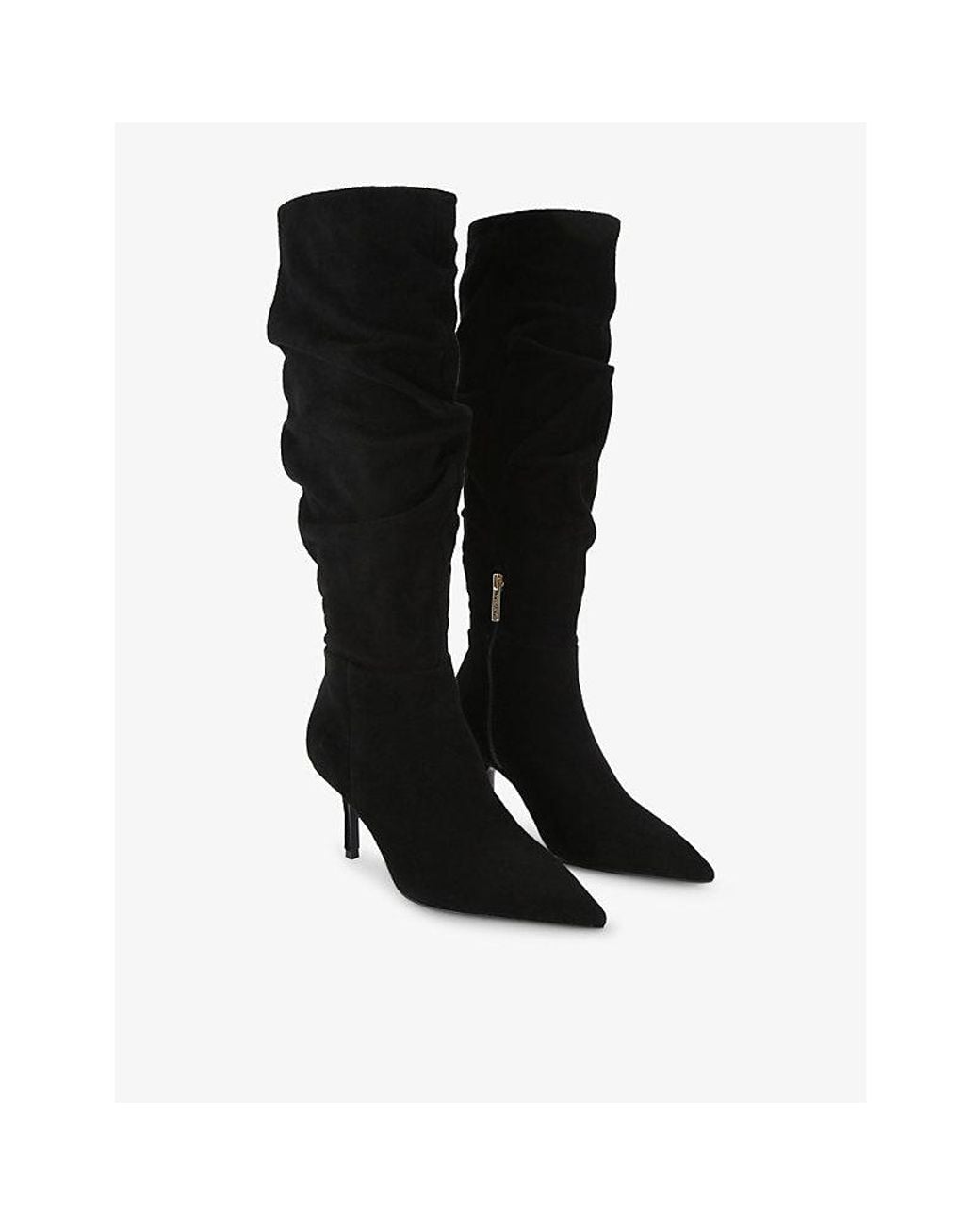 Carvela Kurt Geiger Black Spirit Slouch Suede Heeled Knee-High Boots