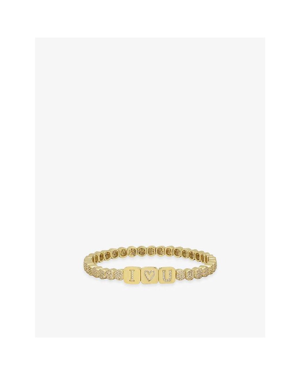 Lisa Gozlan Metallic I Love You Pavé 18Ct-Plated Brass And Cubic Zirconia Bracelet