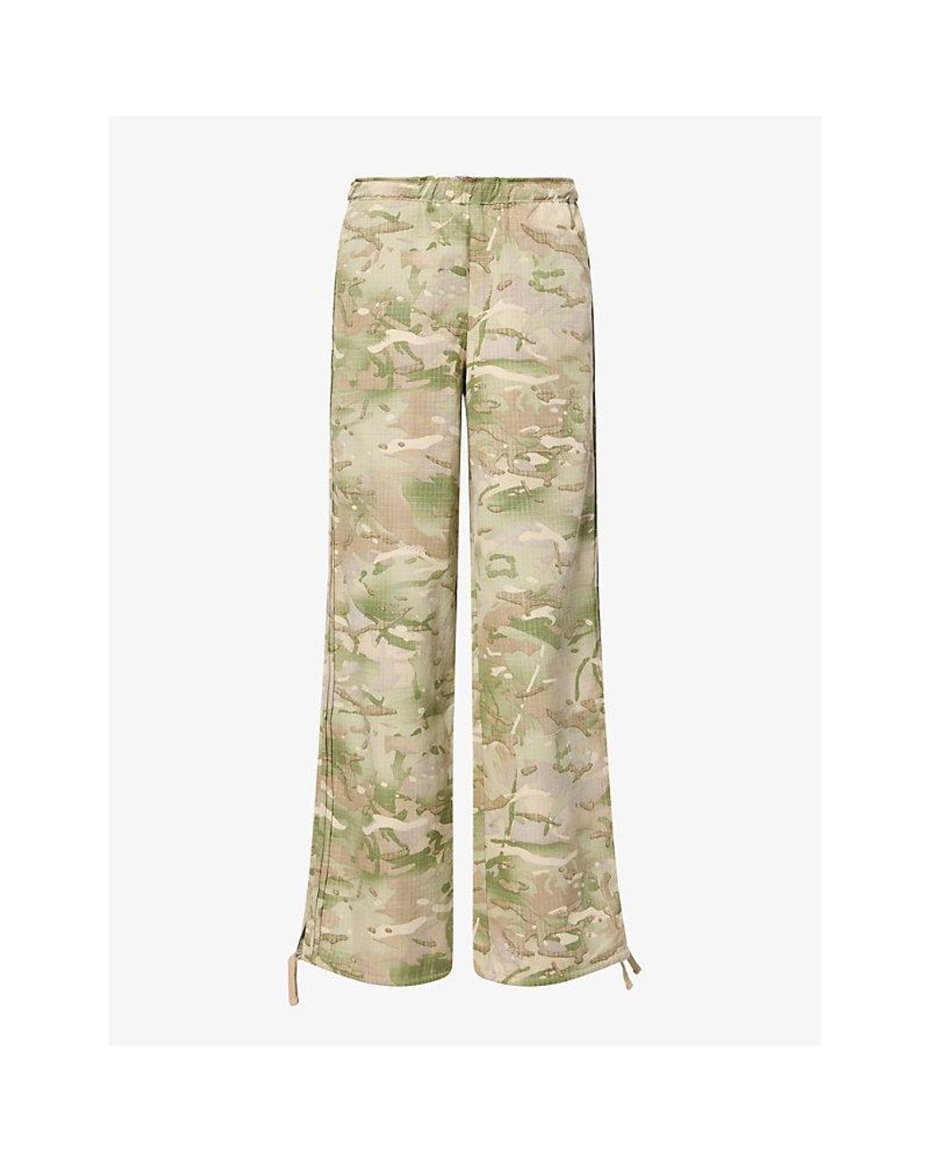 Peachy Den Natural Renee Wide-Leg Cotton-Blend Trousers