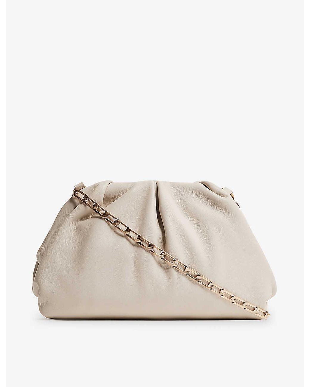 Reiss Elsa Chain-strap Nappa-leather Clutch Bag in Natural | Lyst