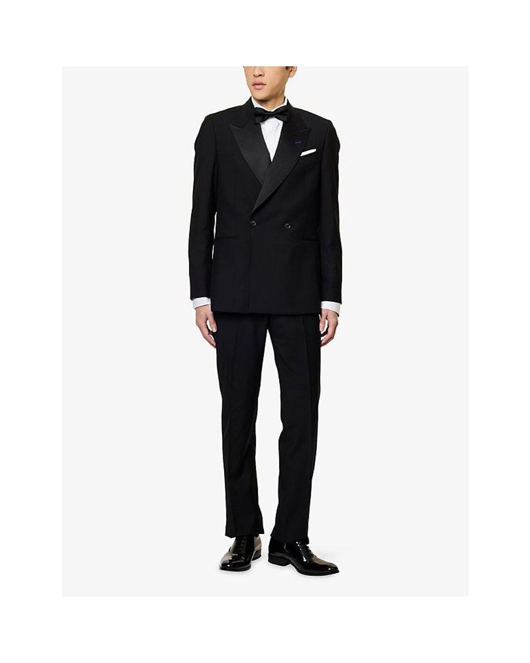 Paul Smith Black Satin-Trim Wool-Blend Tuxedo Trousers for men
