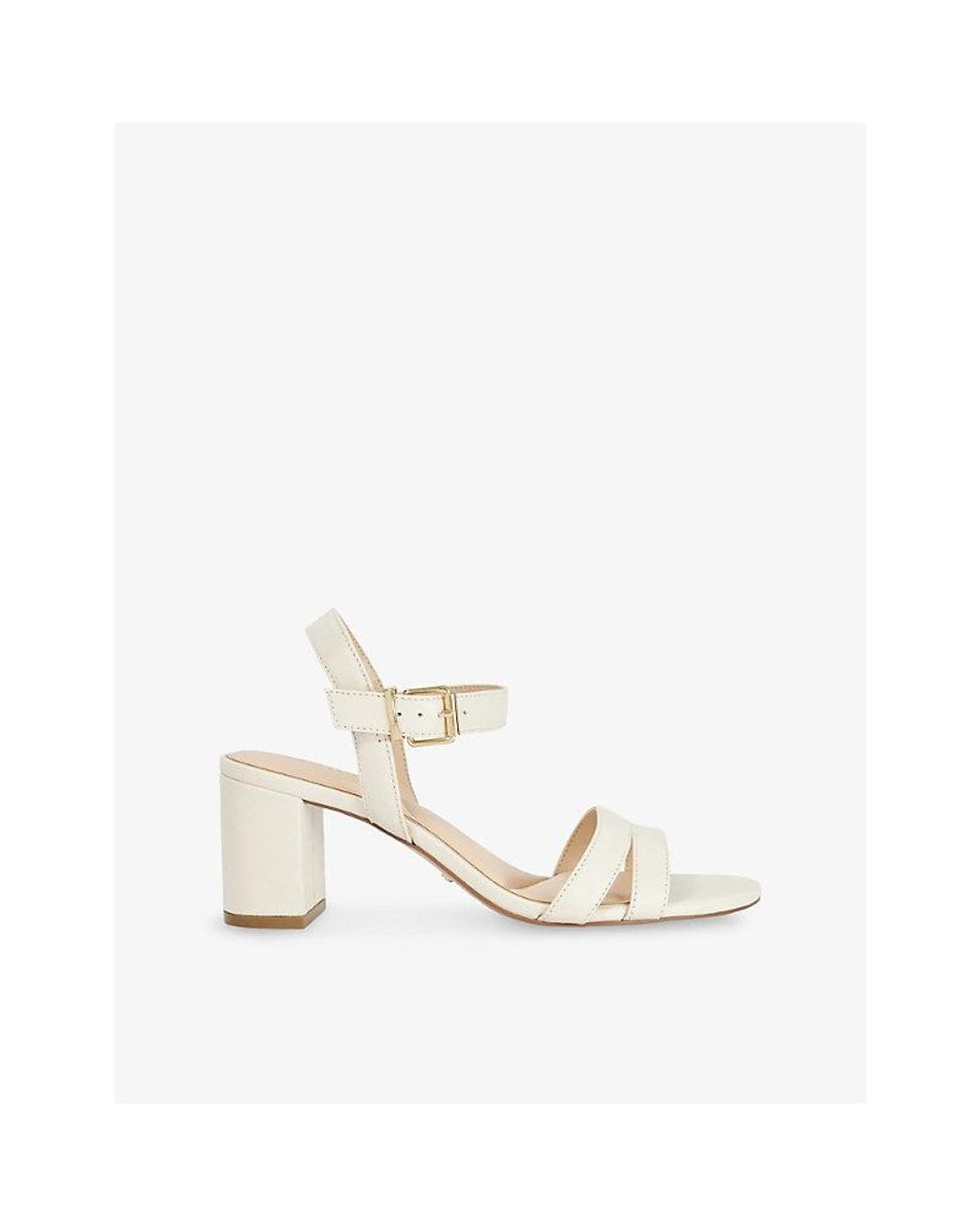 Dune White Merisa Heeled Leather Sandals