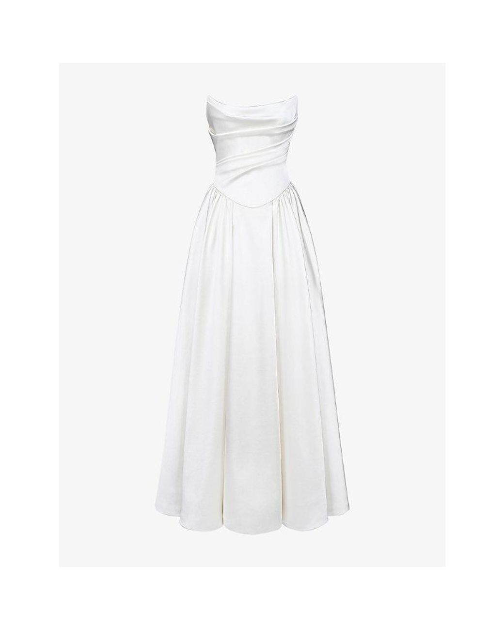 House Of Cb White Jelena Strapless Satin Bridal Gown