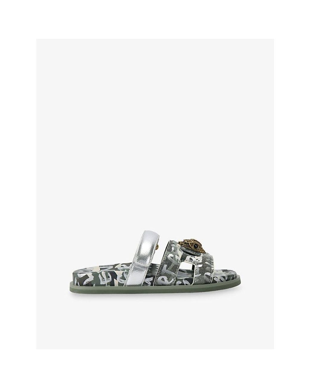 Kurt Geiger Green Eagle Cut-Out Woven Sandals