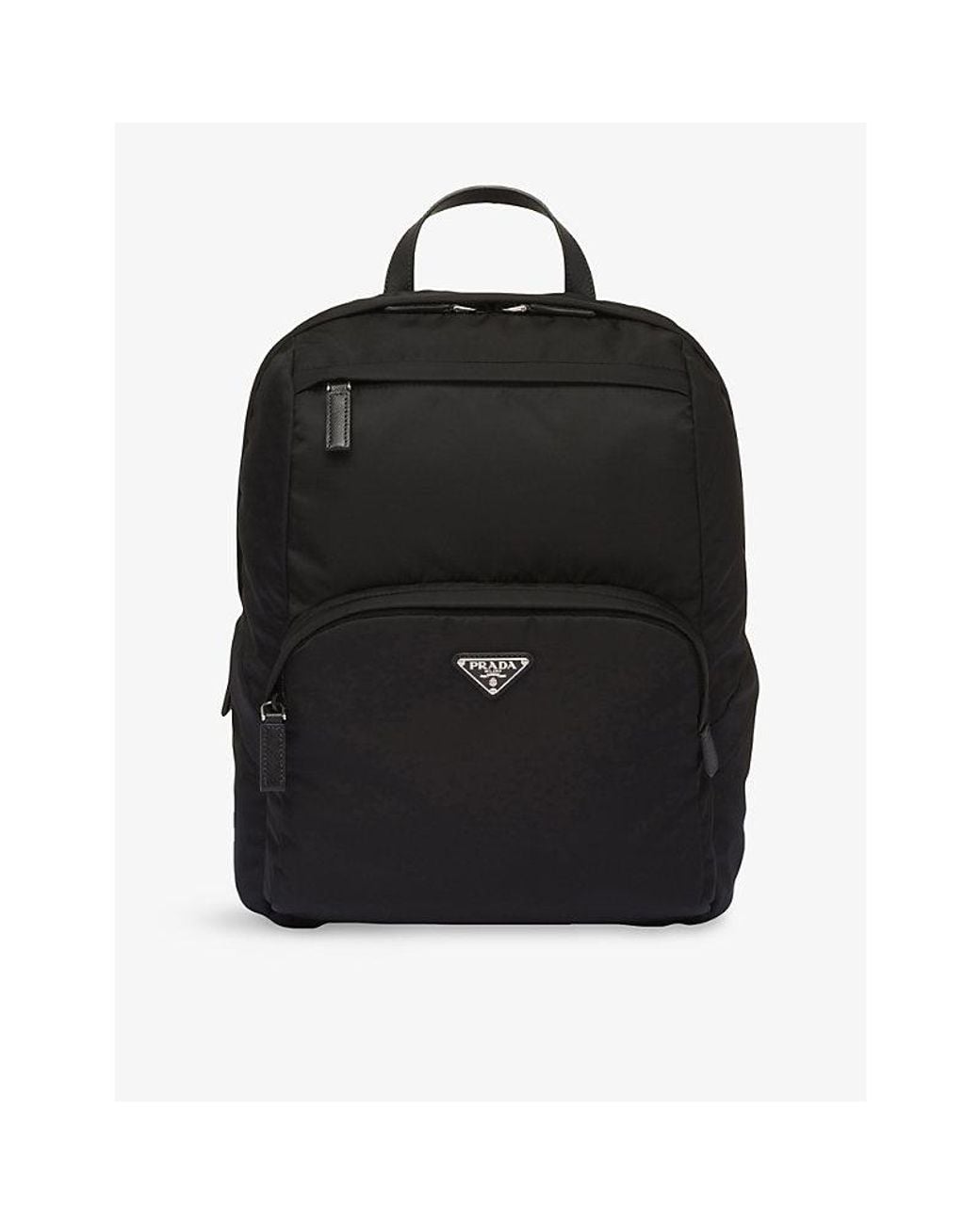 Prada Black Re-Nylon Logo-Embellished Woven Backpack