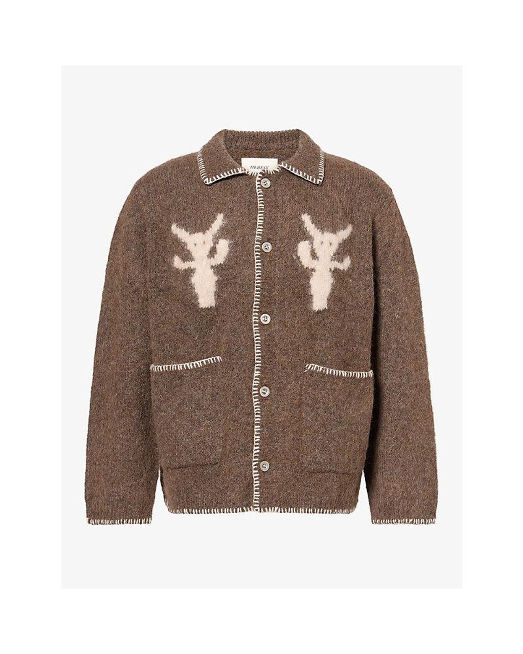 Heresy Brown Demons Knitted Cardigan for men