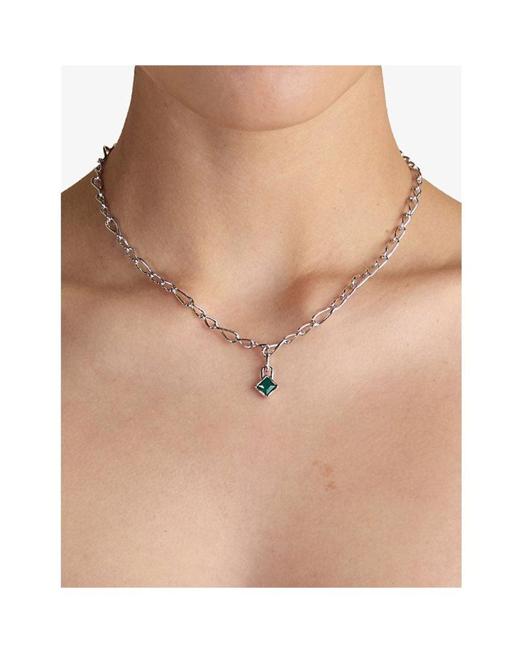 Astrid & Miyu Blue May Birthstone Rhodium-Plated Sterling- And Agate Charm