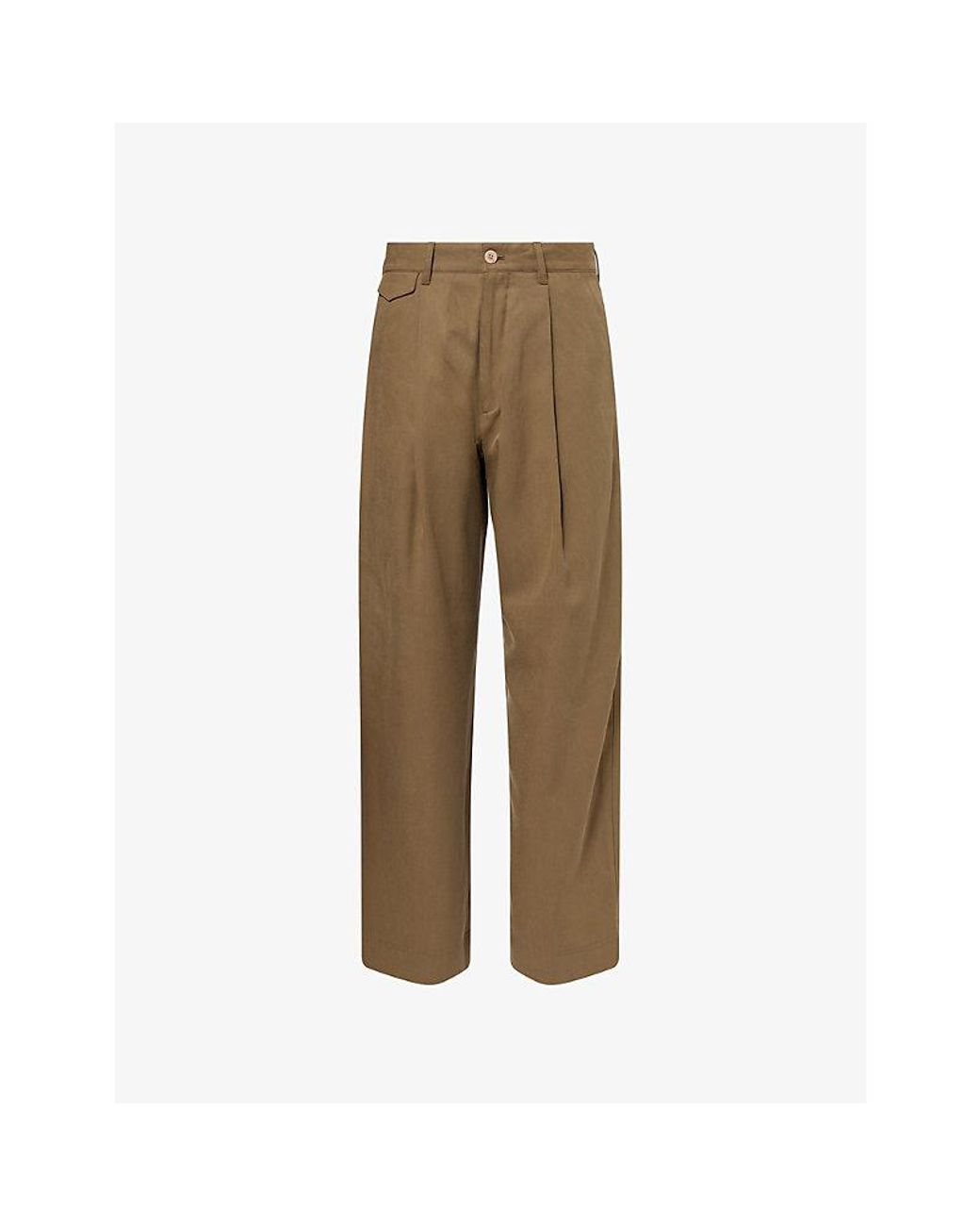 Paul Smith Natural Straight-Leg Pleated Woven Trousers for men