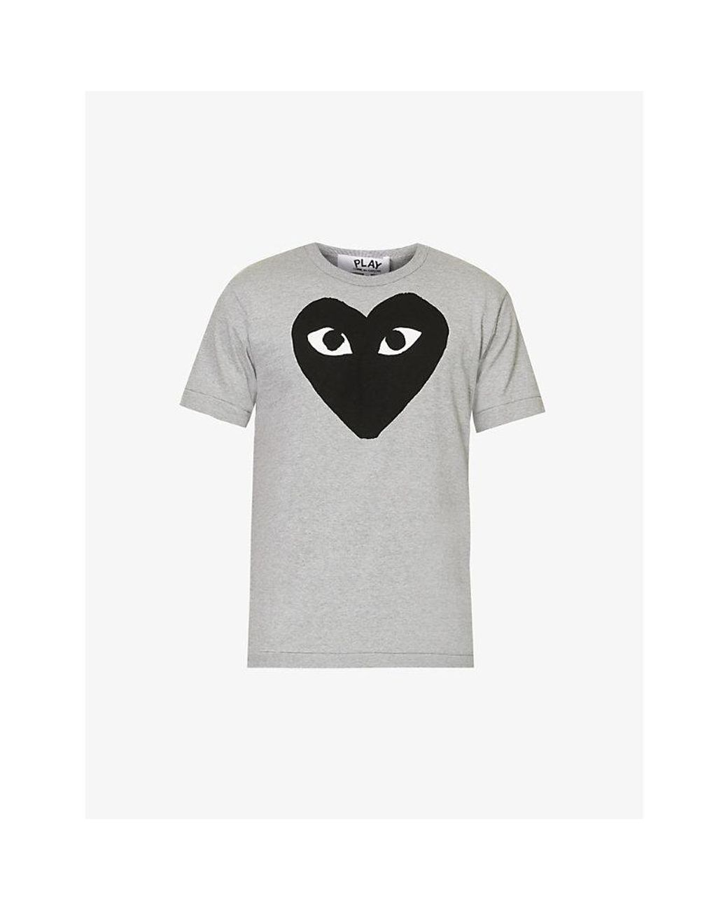 COMME DES GARÇONS PLAY Gray Heart-Print Cotton-Jersey T-Shirt for men