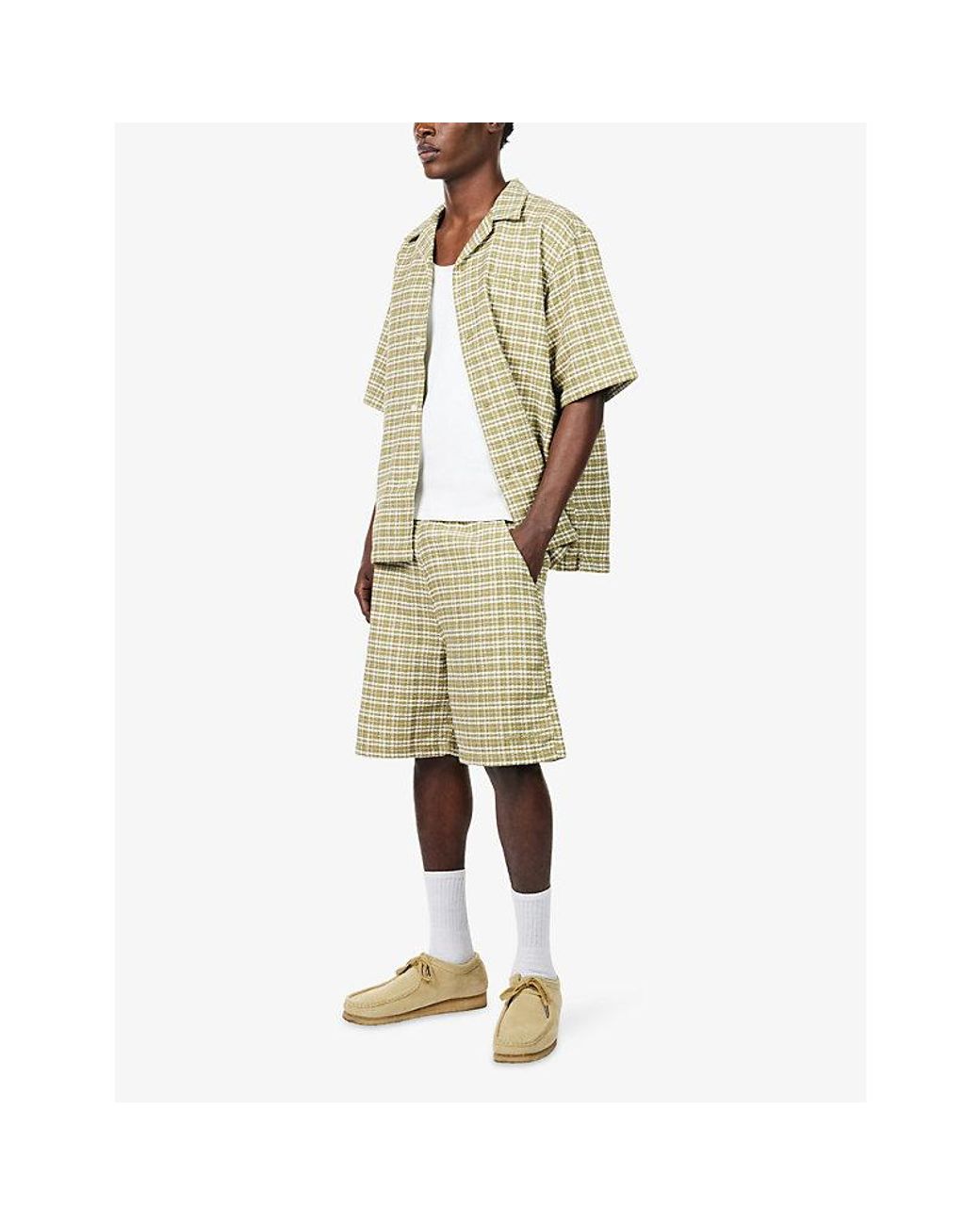 Carhartt Natural Kander Checked Cotton Shorts for men