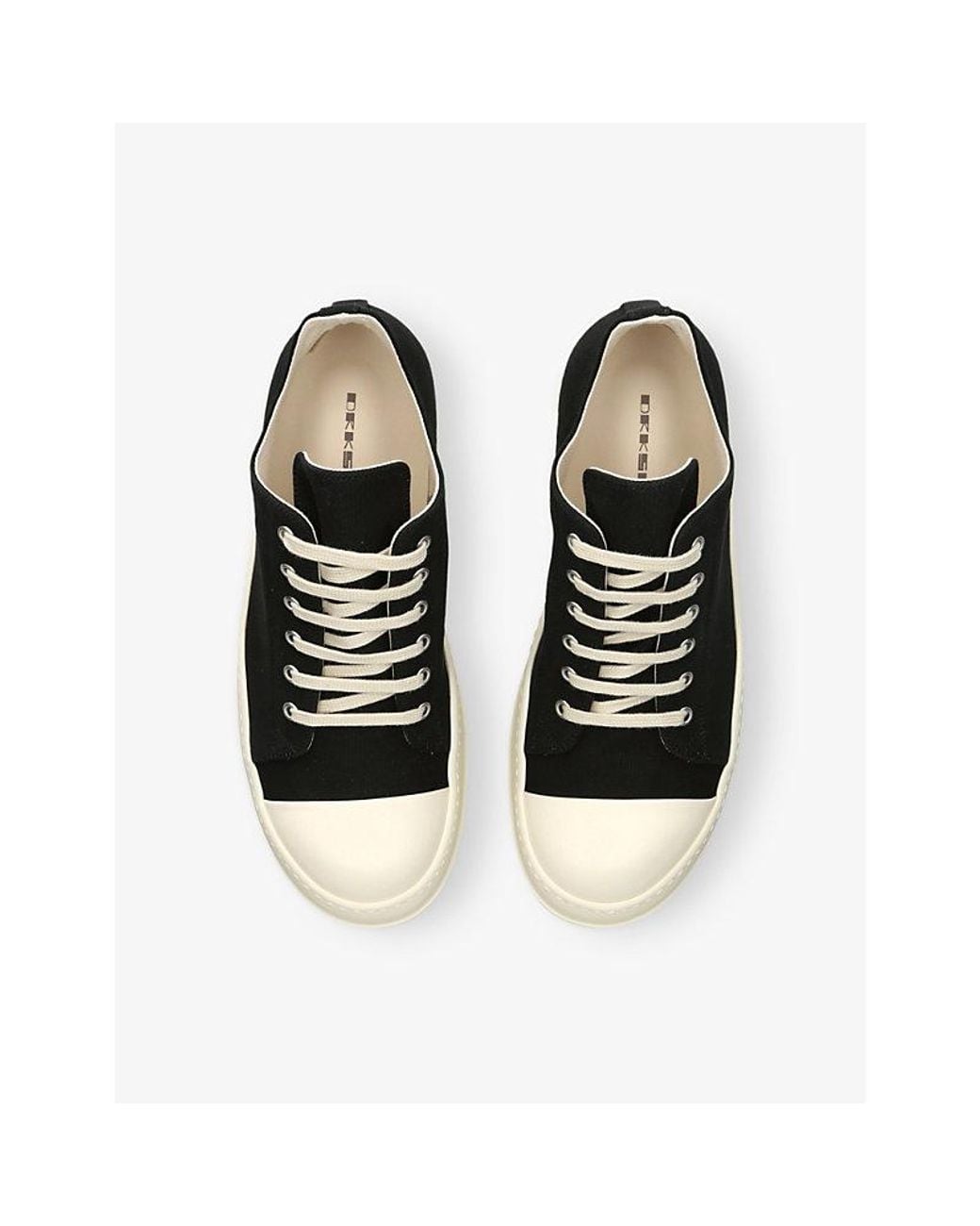 Rick Owens Black Contrast-Toe Canvas Low-Top Trainers