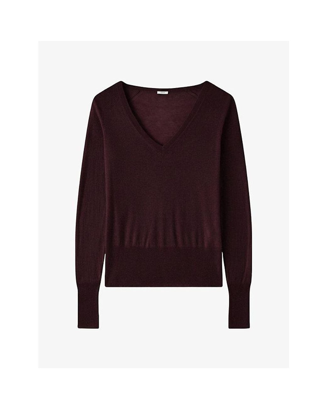 Joseph Purple Cetus Cashair V-Neck Cashmere Top
