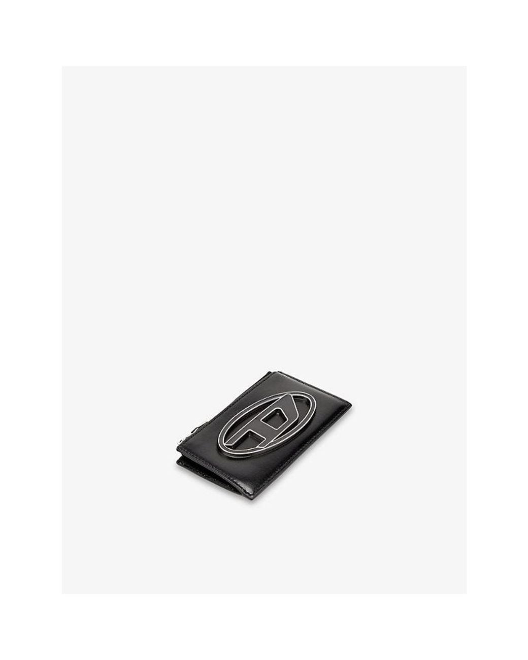DIESEL Black 1Dr Logo-Plaque Leather Card Holder Lii