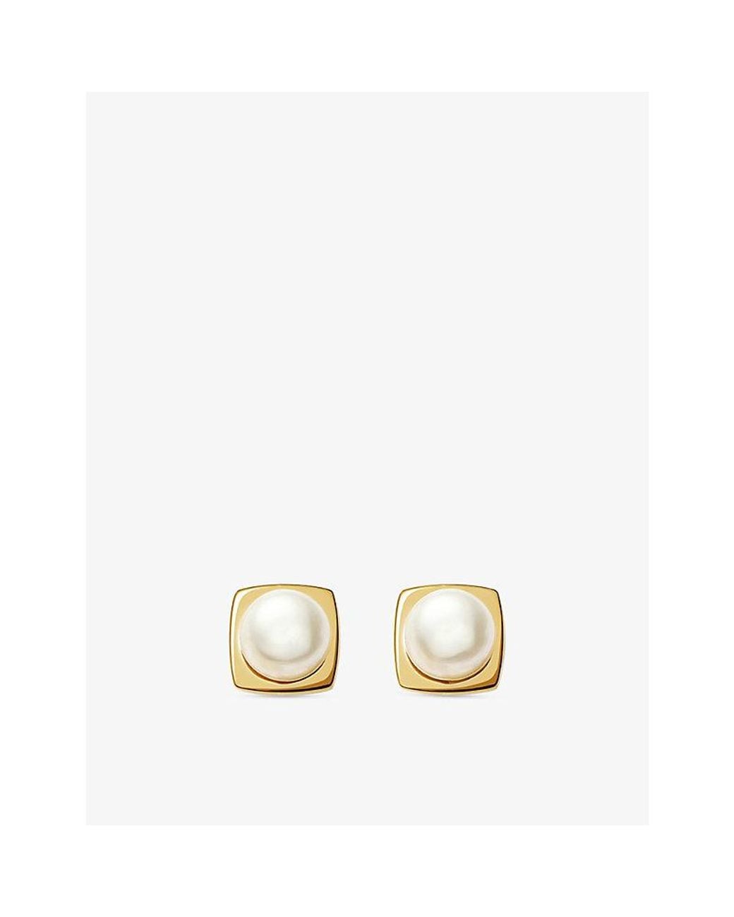 Missoma Metallic Square 18Ct-Plated And Cultured Pearl Stud Earrings
