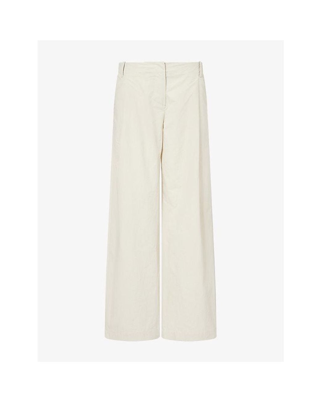 Belle Anna Natural Bolinas Straight-Leg Cotton-Blend Trousers