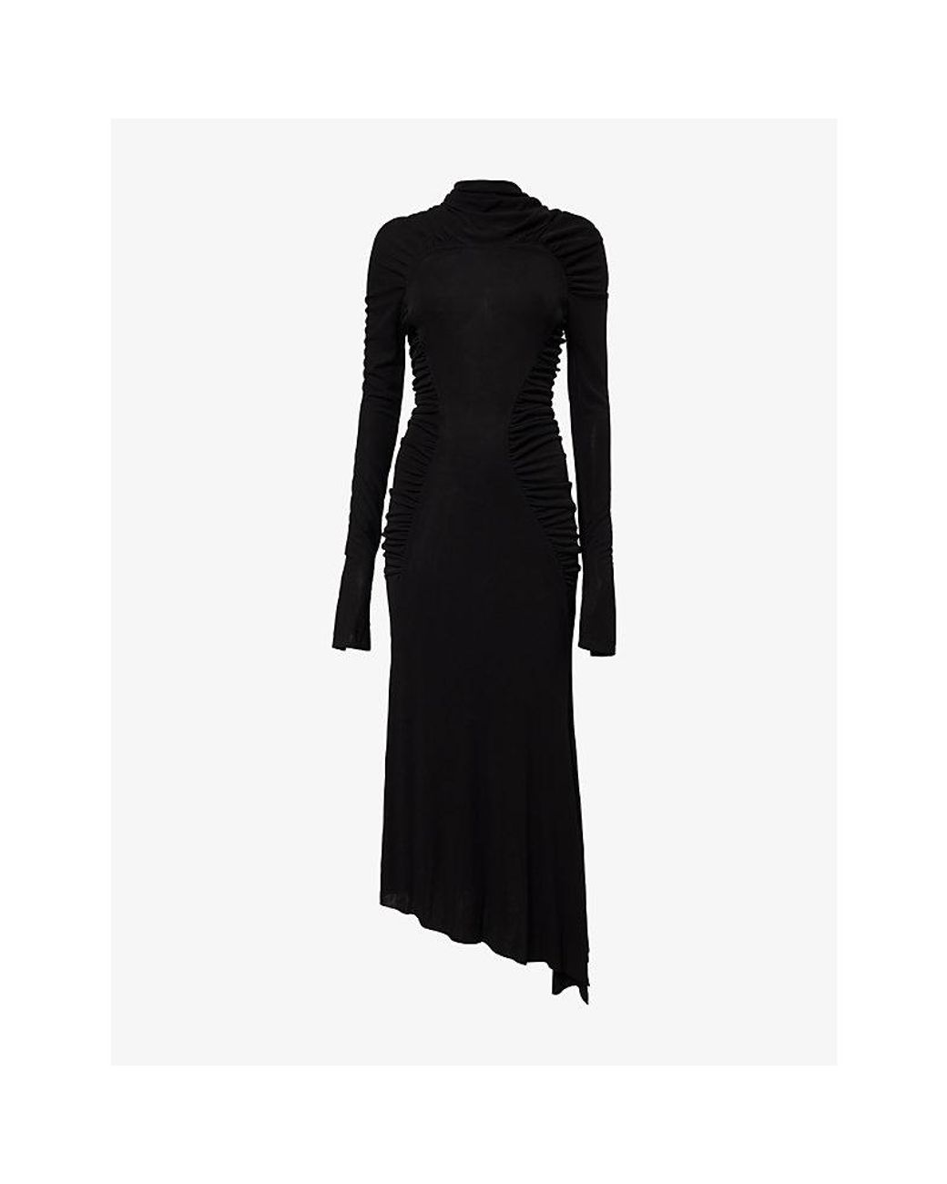 Victoria Beckham Black High-Neck Stretch-Jersey Midi Dress