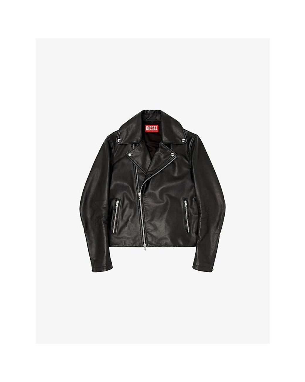 DIESEL Black L-Eo-Wrd Waxed Leather Jacket for men