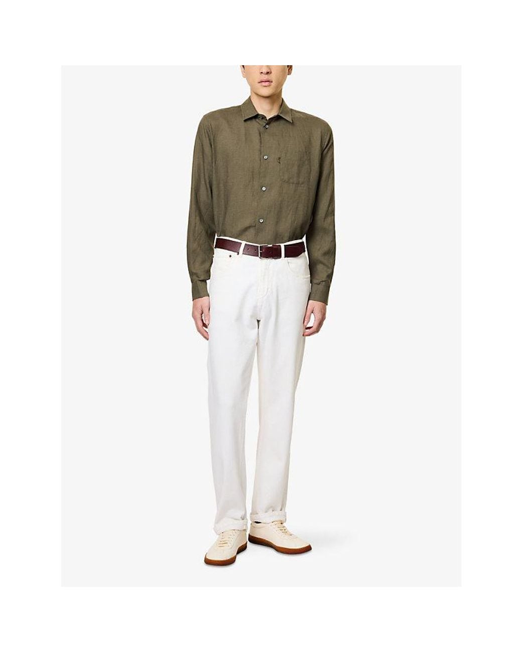 Derek Rose Green Long-Sleeve Linen Shirt for men