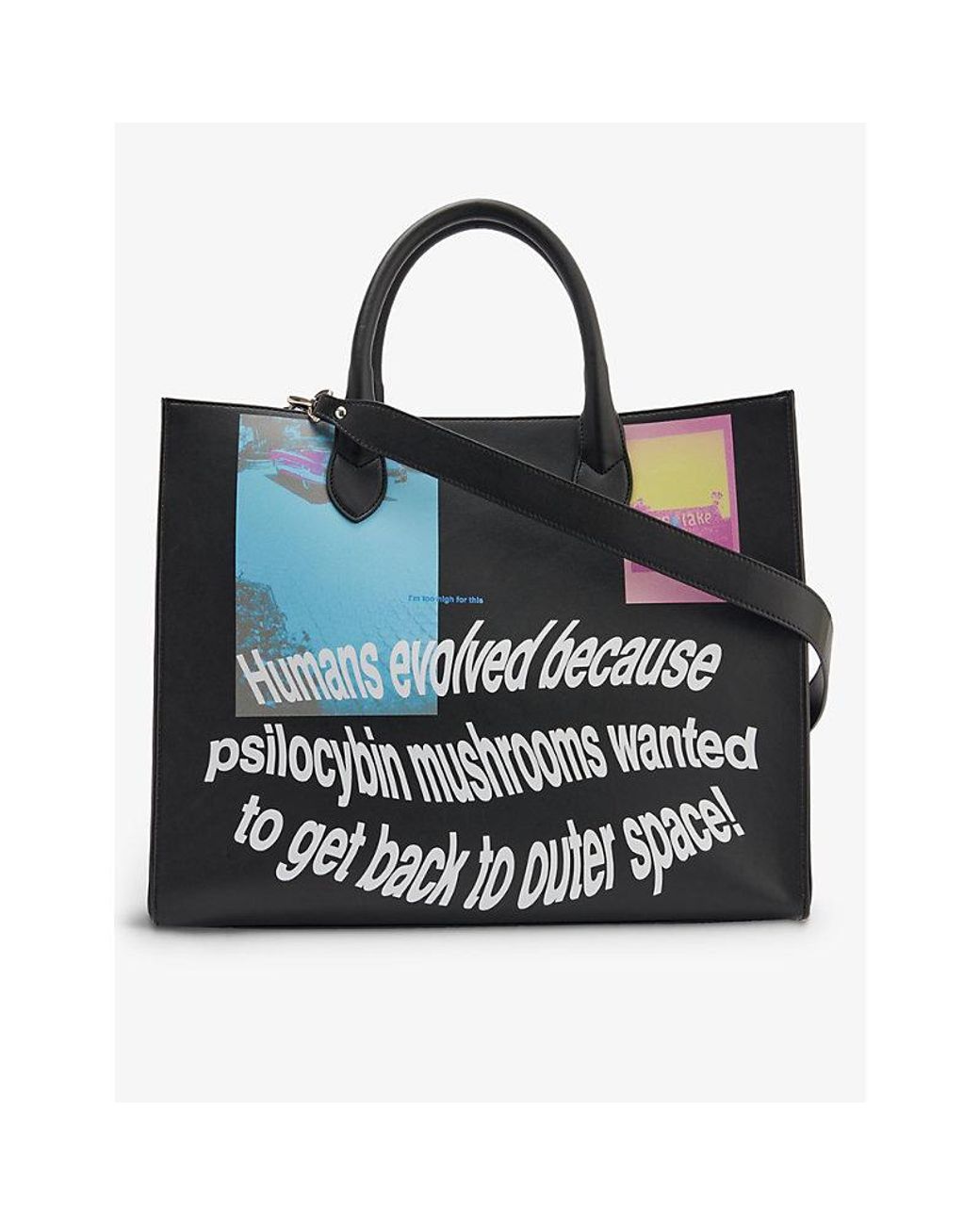 Msftsrep Human's Evolved Graphic-print Faux-leather Tote Bag Black for Men | Lyst