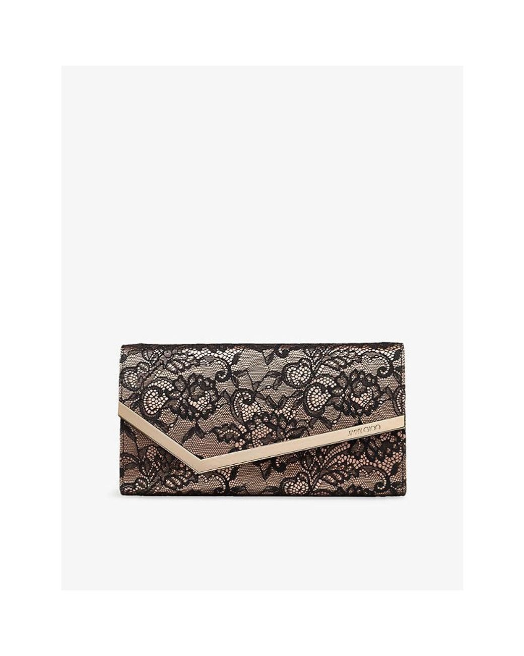 Jimmy Choo Gray Emmie Lace Clutch Bag