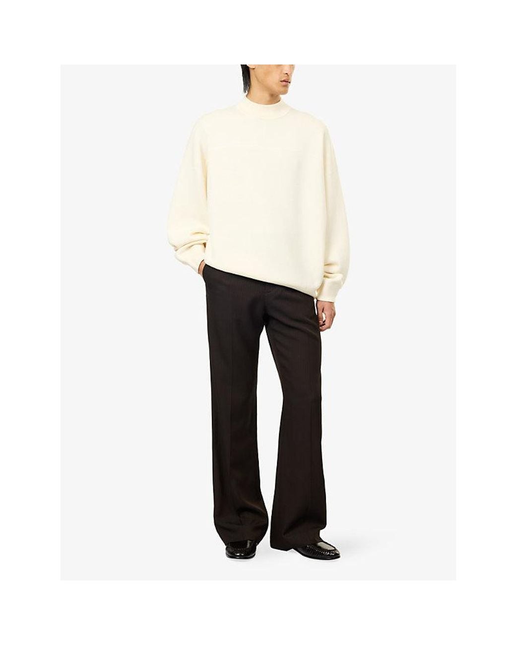 Fear Of God White Mock-Neck Logo-Patch Wool Jumper for men