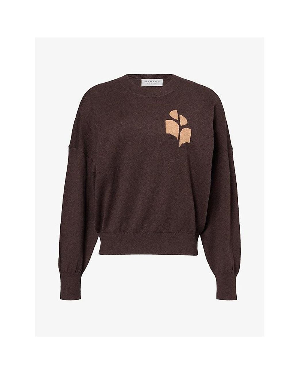 Isabel Marant Brown Marisans Logo-Intarsia Cotton-Blend Jumper