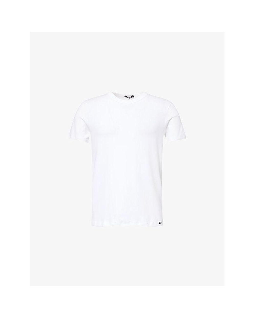 Tom Ford White Regular-Fit Crewneck Stretch-Cotton T-Shirt for men