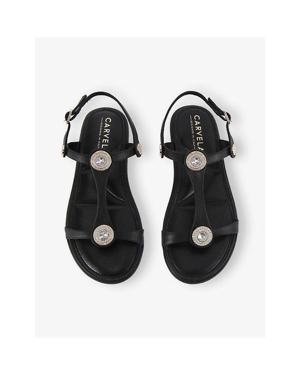 Carvela Kurt Geiger Black Amalia Wide-Fit Leather Sandals