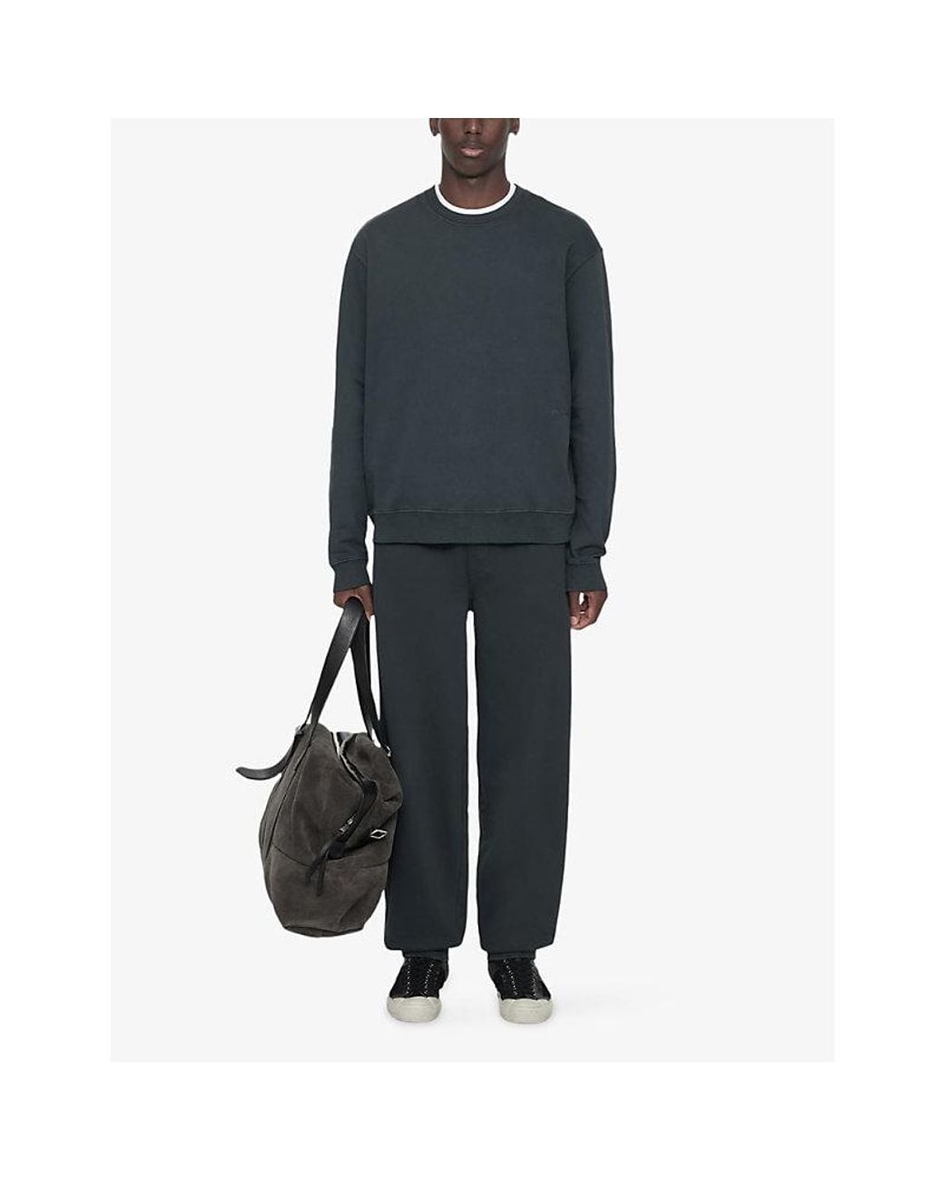 AllSaints Blue River Crewneck Relaxed-Fit Cotton Sweatshirt for men