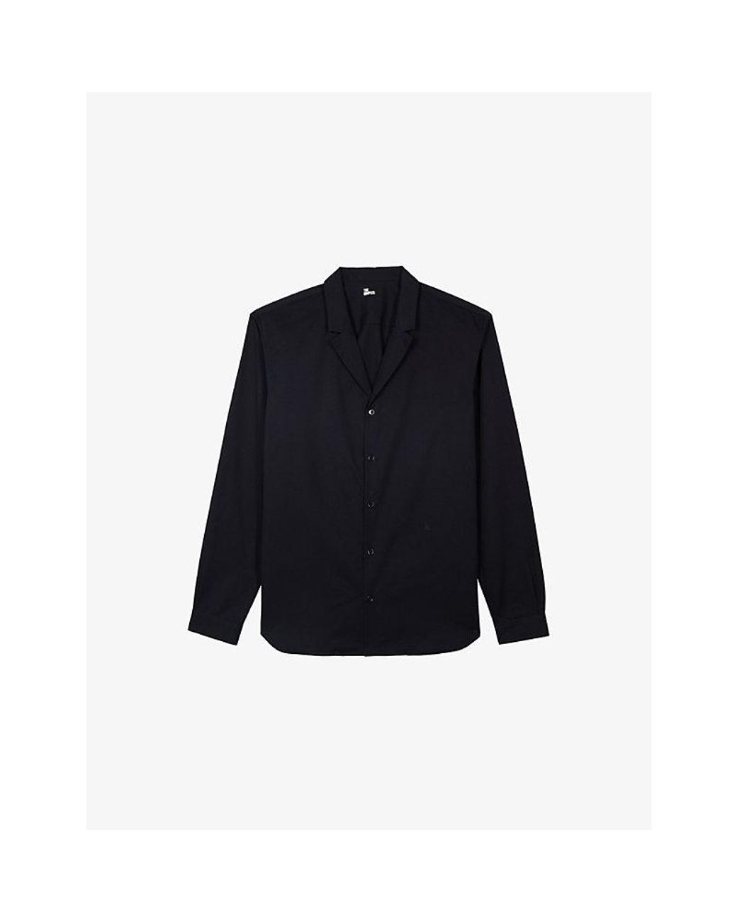 The Kooples Blue Notch-Lapel Slim-Fit Cotton Shirt for men