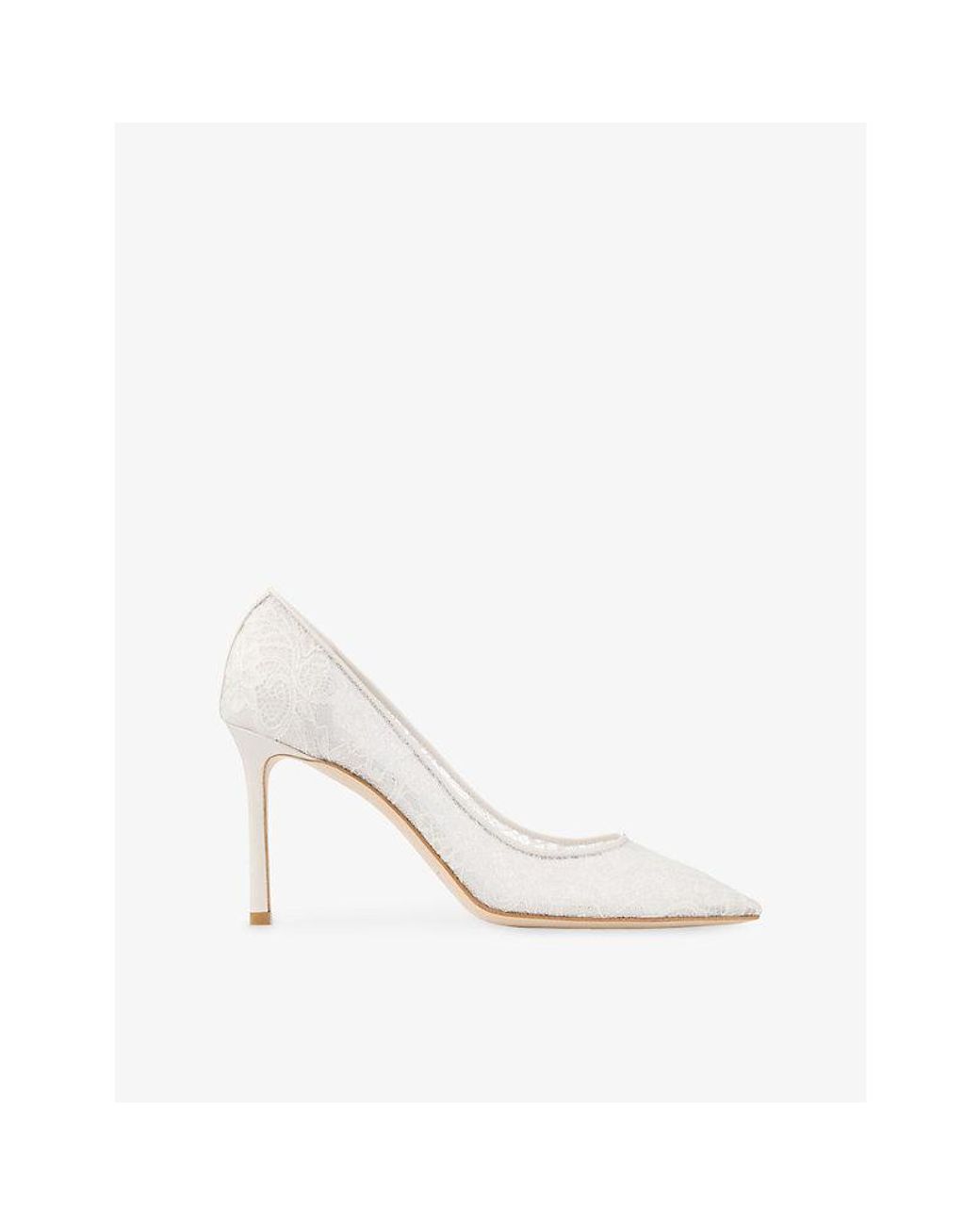 Jimmy Choo White Romy 85 Lace Pumps
