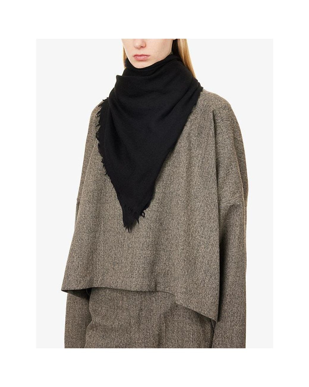 Rick Owens Black Emily Wool, Silk And Cashmere Scarf